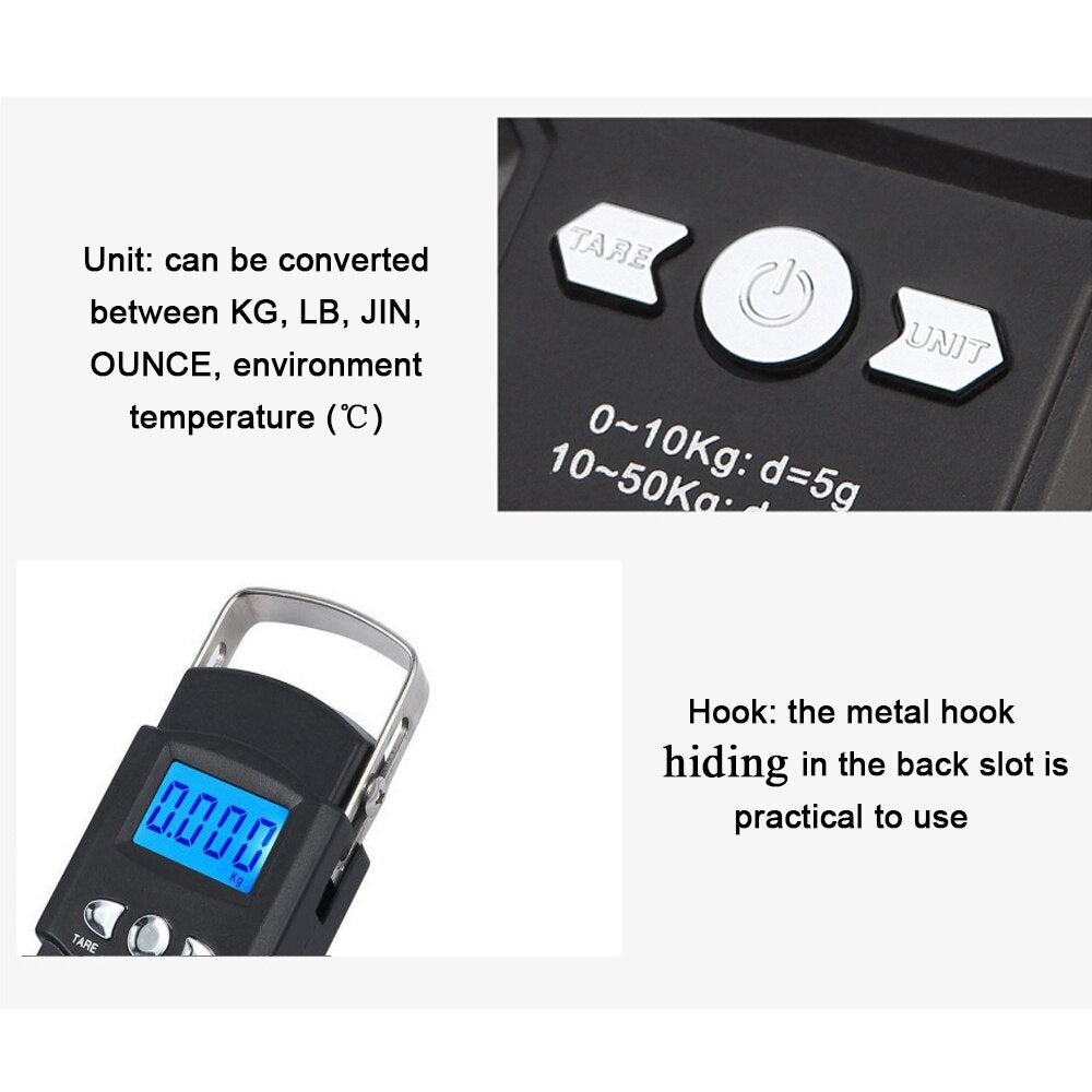 Balança Digital Portátil Com Gancho Até 50kg