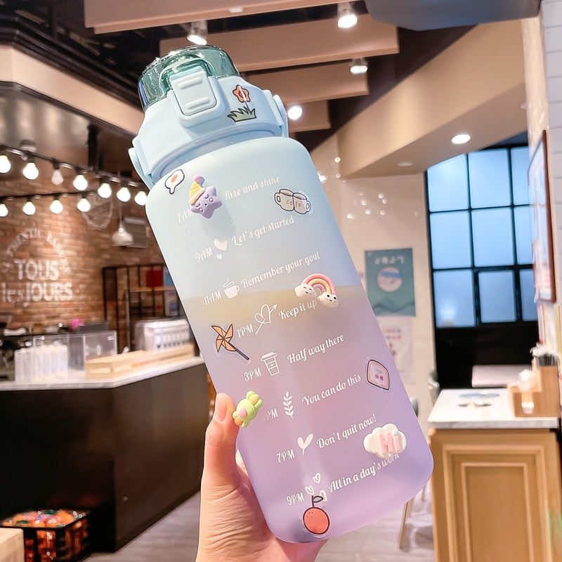 Garrafa Água Frases Motivacional Treino Academia C/ Adesivos