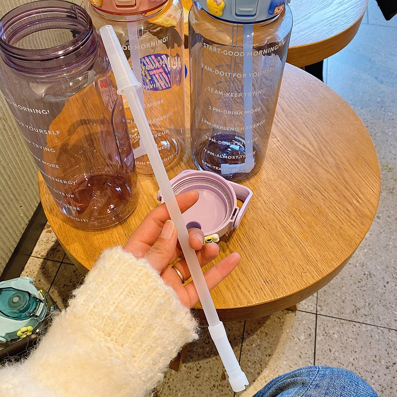 Garrafa Água Frases Motivacional Treino Academia C/ Adesivos