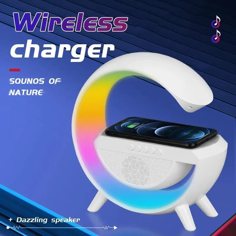 Multifunctional Wireless Charger Stand Pad with Speaker TF RGB Night Light Fast Charging Station for iPhone 11 12 13 14 Samsung