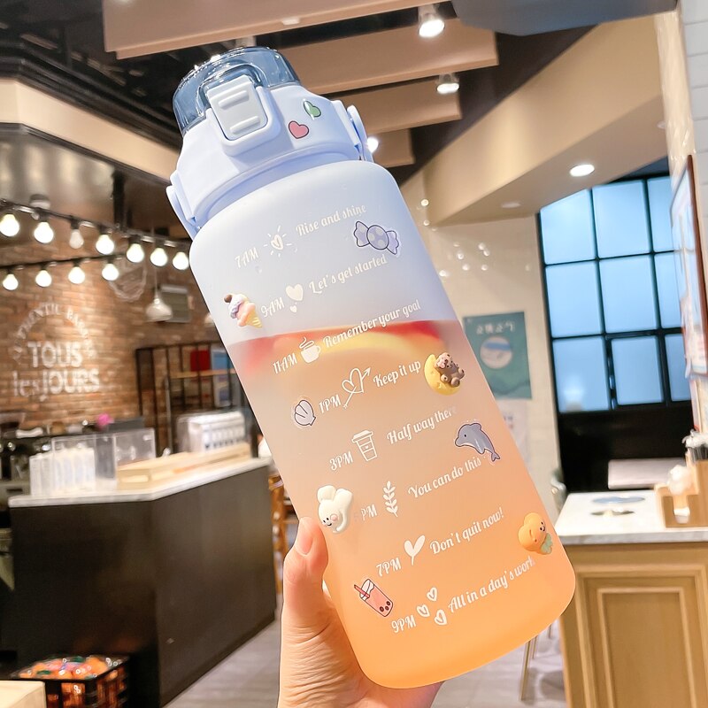 Garrafa Água Frases Motivacional Treino Academia C/ Adesivos