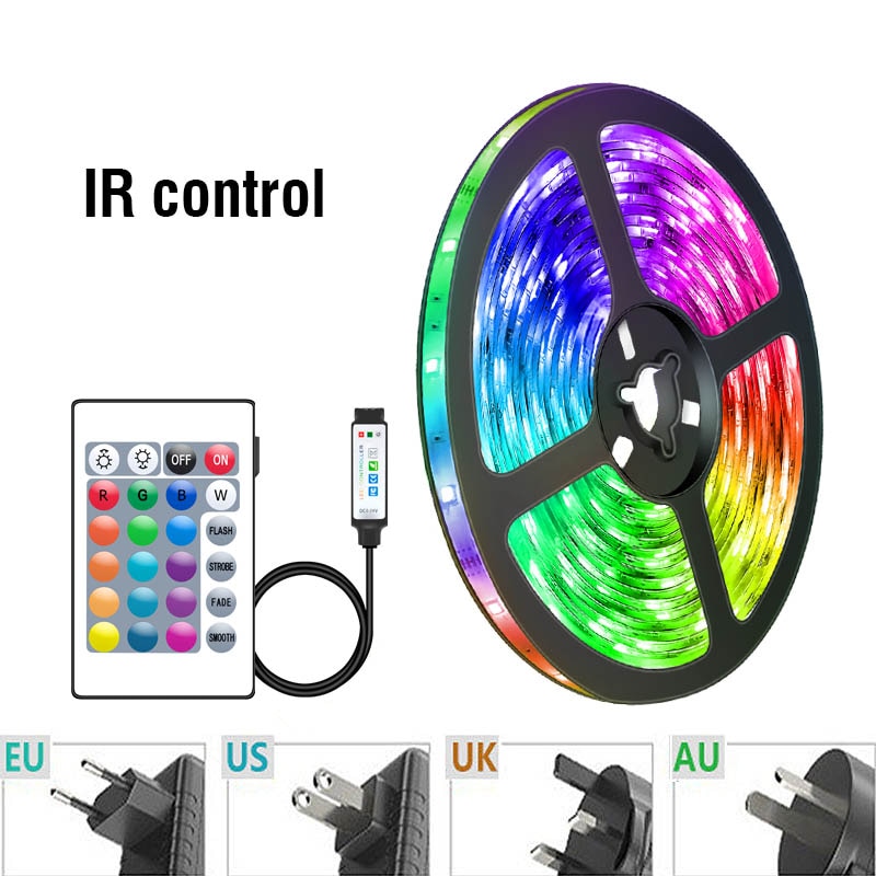 Fita Led Rgb 3528 Colorida 5m + Controle 300 Led Decoração