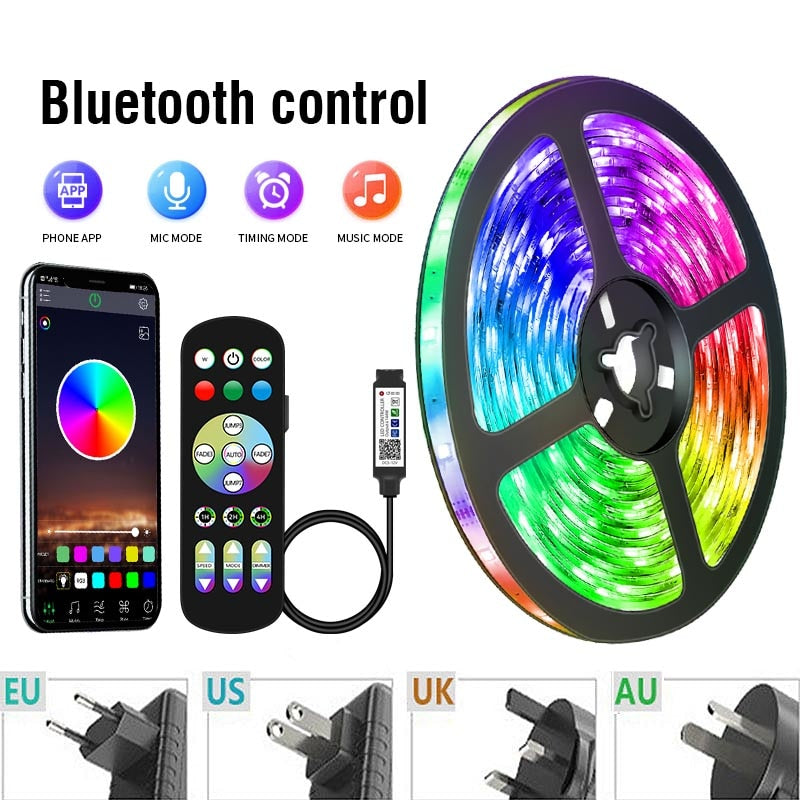 Fita Led Rgb 3528 Colorida 5m + Controle 300 Led Decoração